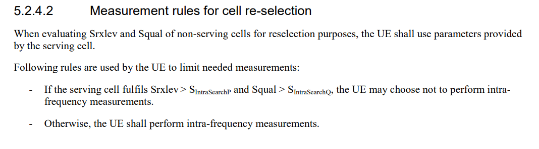 Measurement rules for Cell Reselection