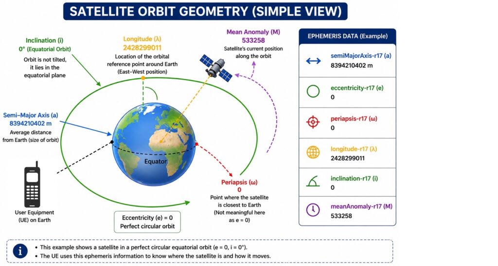 Satellite Orbit data providing critical satellite ephemeris in 5G NTN